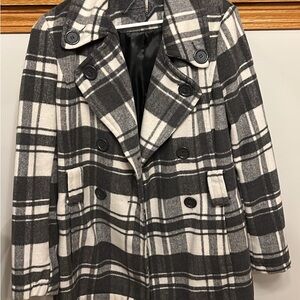 Plaid Double-Breasted Women's Coat
